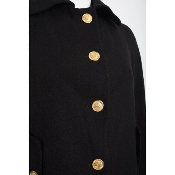 Zara Basic Womens Black Jacket Coat XS Gold Buttons Peter Pan Collar NWOT - Picture 3 of 6